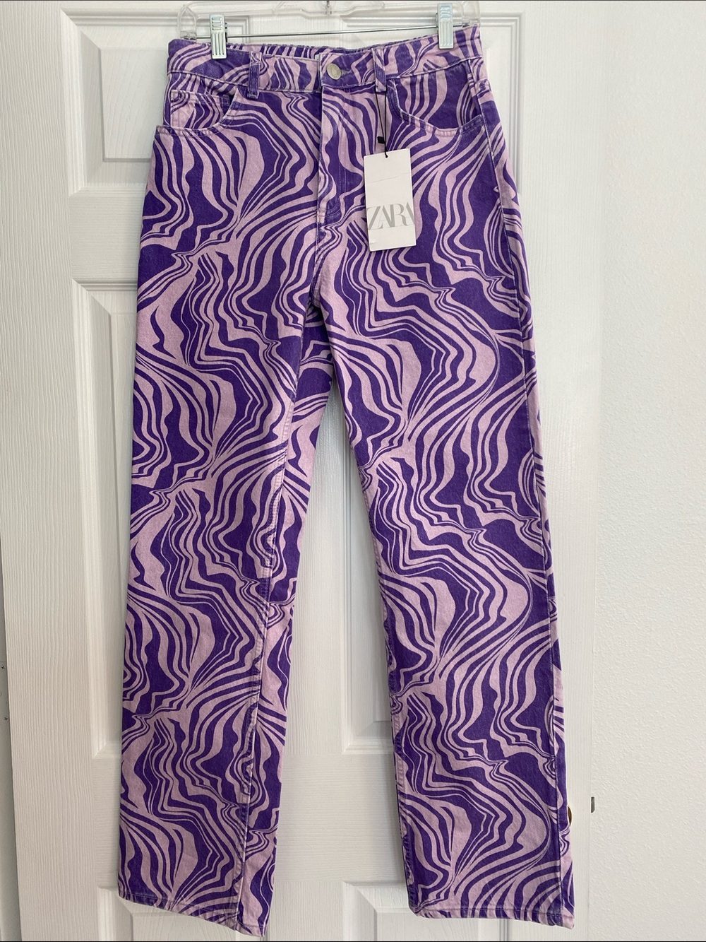 ZARA Purple & Lavender Swirl Pattern Jeans Size 6 NWT